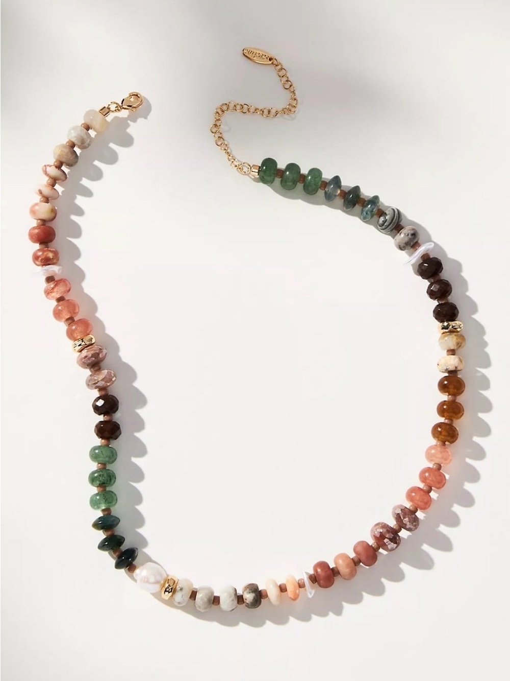 Anthropologie Multicolor Bead Necklace with Gold Accents